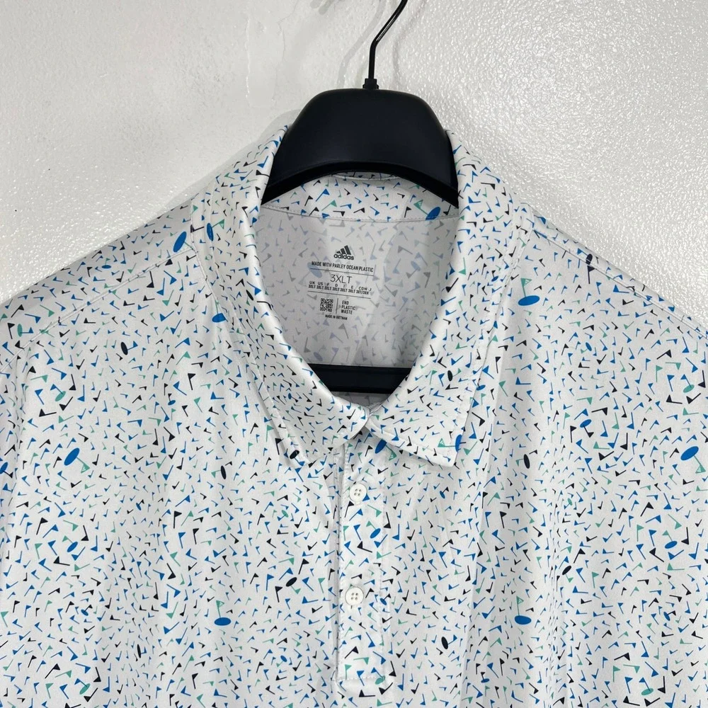 adidas Golf‎ Men's Flag-Print Performance Polo Shirt Size 3XLT Blue Rush Casual